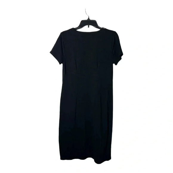 1855. TALBOTS SHORT SLEEVE KNITTED MIDI LENGTH DRESS SIZE SMALL BLACK/WHITE - Picture 6 of 9